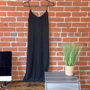 K/Lab Dress Midi Knit Lurex Slip Striped Side Slits Black Size Small